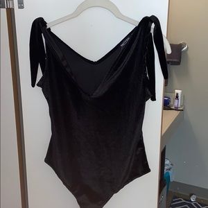Black velvet bodysuit (never before worn)
